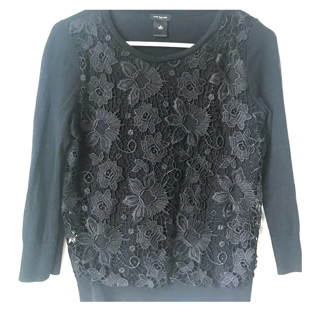Navy Lace Overlay Sweater, S, NWOT